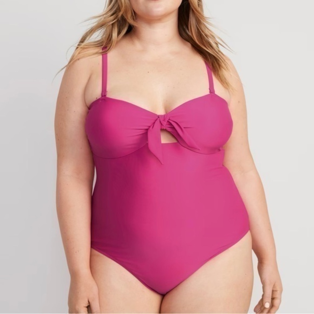 Old Navy Magenta Knot Front One-Piece Swimsuit NWT